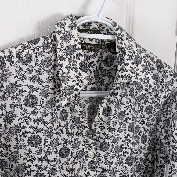 Eddie Bauer cotton blend floral button down shirt Large @i1 - Picture 3 of 8